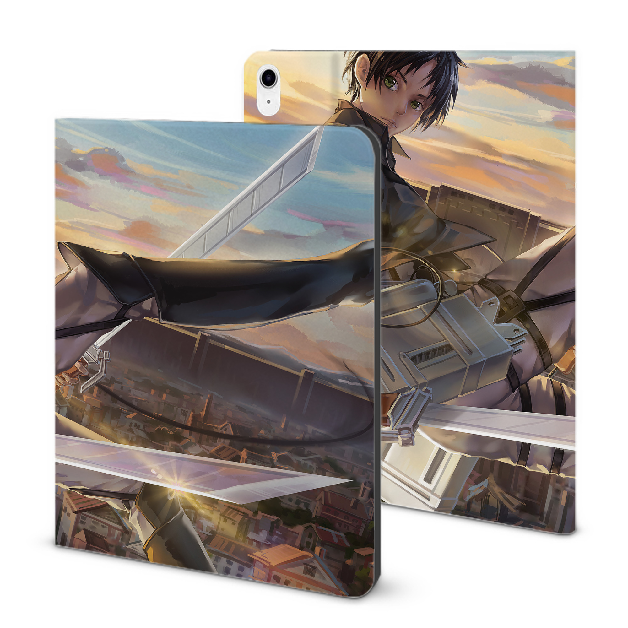 （画像用） 進撃の巨人 Attack on Titan IPad ケース ブック型 PUレザー TPU 耐衝撃 軽量 薄型 ペン収納なし 全面保護 IPad 各モデル対応